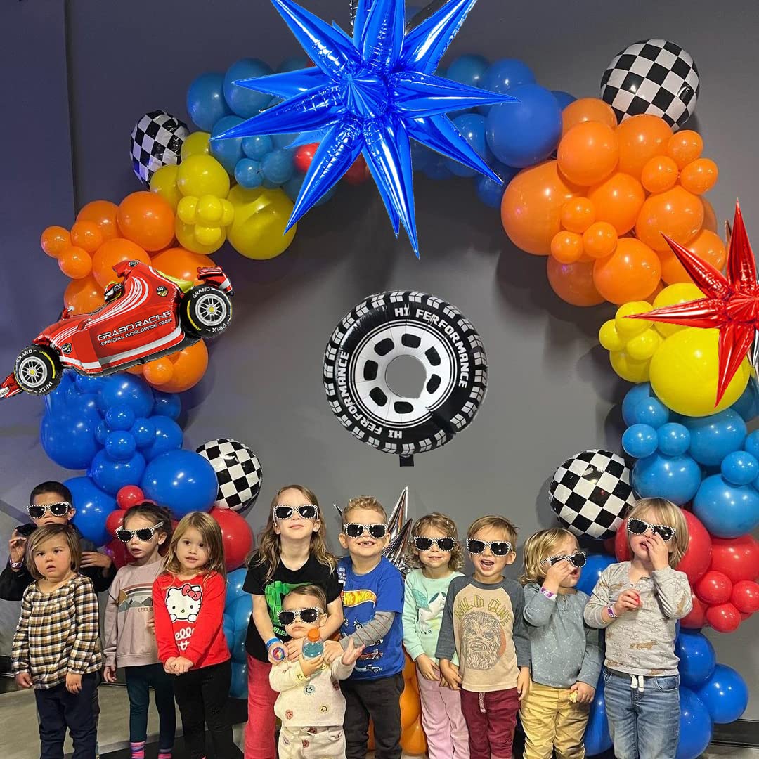 Race Car Balloons Arch Garland Kit with 145 Pcs Race Car Birthday Party Decorations Balloons for Monster Car Truck Party Race Car Theme Birthday Party Supplies