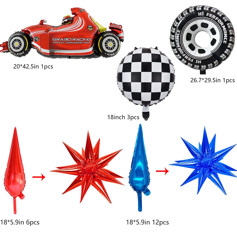 Race Car Balloons Arch Garland Kit with 145 Pcs Race Car Birthday Party Decorations Balloons for Monster Car Truck Party Race Car Theme Birthday Party Supplies