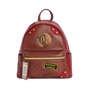 concept one harry potter mini backpack, hogwarts express platform 9-3/4 small travel bag for men and women, burgundy, 9 inch