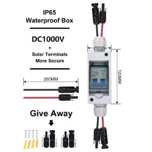 Solar Disconnect Switch, IP65 1000V 20A PA66 Shell Solar Circuit Breaker Outdoor Breaker Box Plug and Play Solar Panel Disconnect Switch for Power Generation System