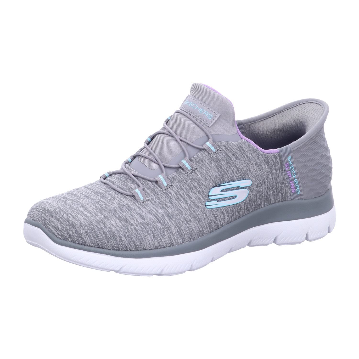 Skechers Women's Hands Free Slip Ins Summits Dazzling Haze Sneaker, Grey Mint, 8.5 Wide