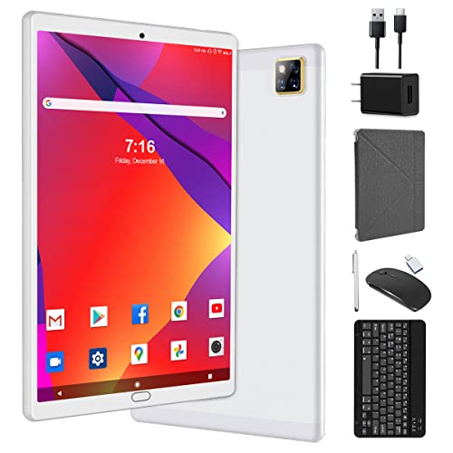 2023 Android Tablet 10.1 Inch, 2 in 1 Tablets with Keyboard 64GB ROM+4GB RAM 512GB Expandable, Support 5Ghz WiFi, Bluetooth 5.0, Dual Camera 13+5MP, Quad Core Processor, IPS FHD Tablet PC