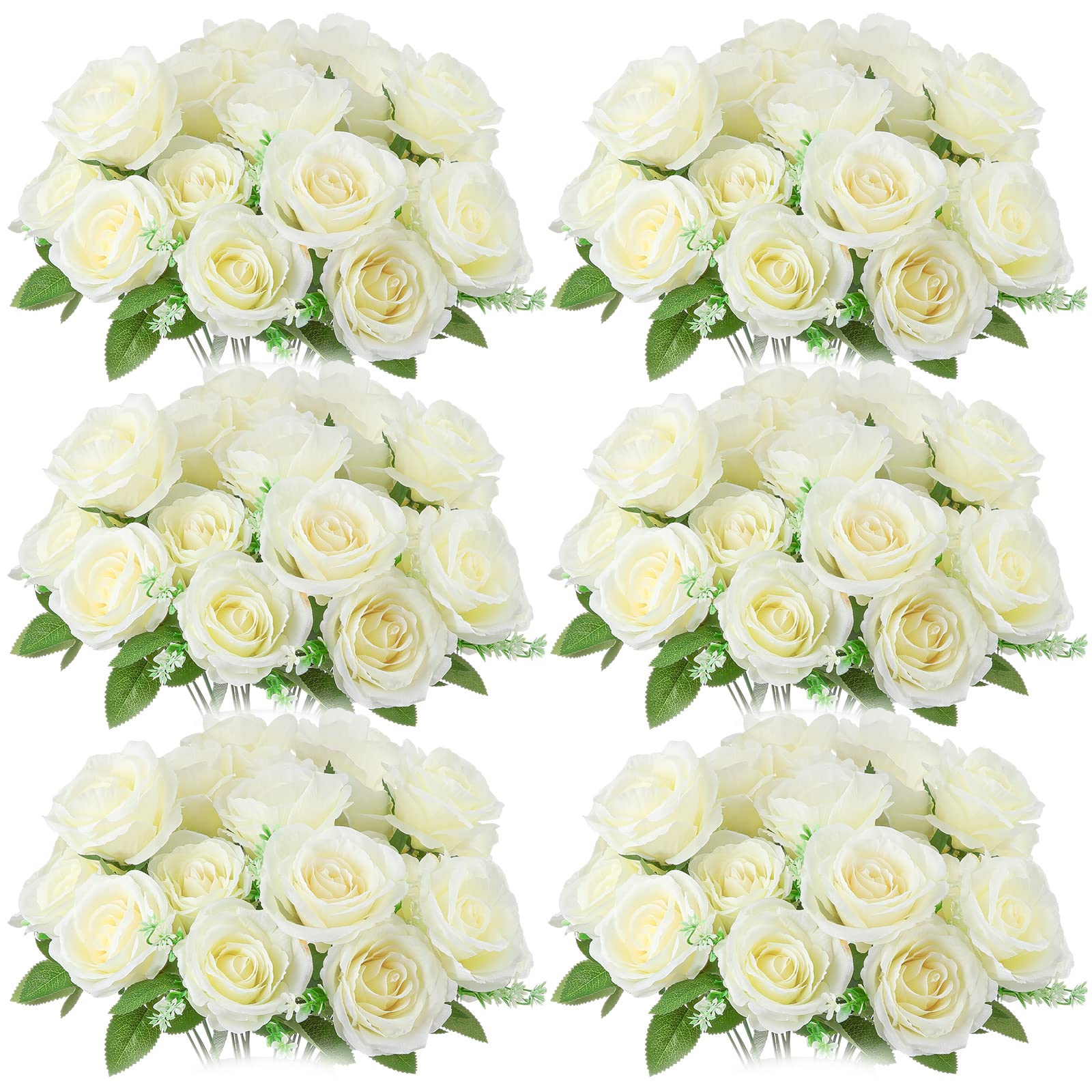 Hanaive 60 Heads Artificial White Rose Silk Roses with Stem Valentine's Day White Flowers Real Looking Faux Flowers for Girlfriend Wedding Bridal DIY Shower Party Home Centerpieces Decorations