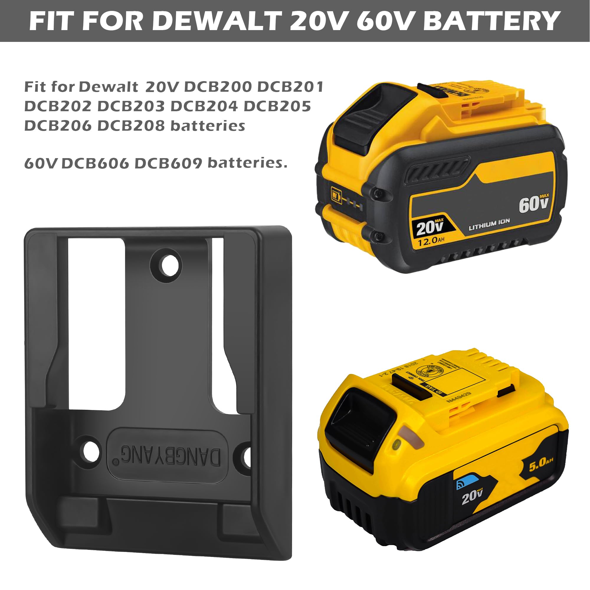 DANGBYANG Fixed Battery Holders, Cordless Battery Mounts Power Tools Fit for 20V 60V MAX Battery Base (6 Pack Yellow)