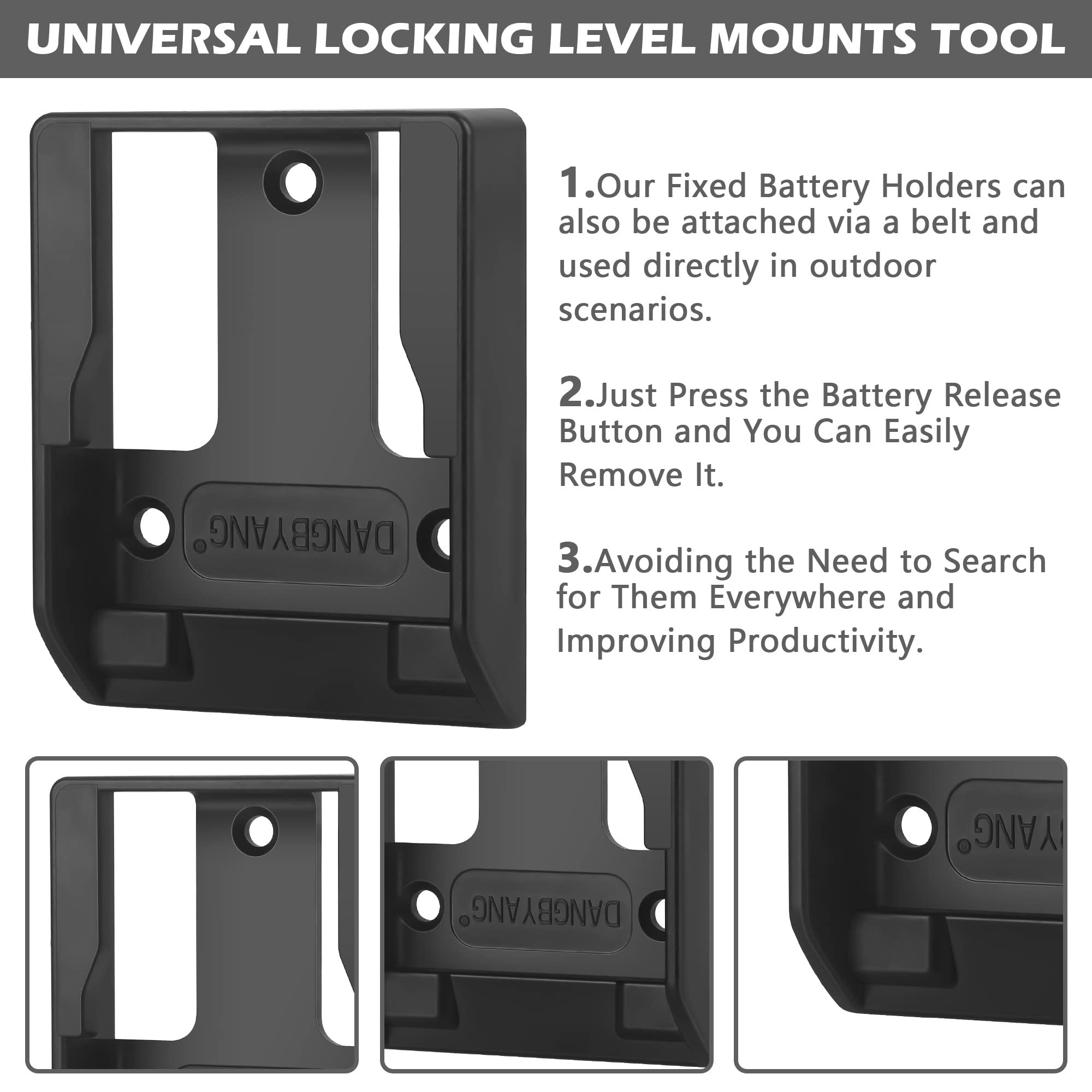 DANGBYANG Fixed Battery Holders, Cordless Battery Mounts Power Tools Fit for 20V 60V MAX Battery Base (6 Pack Yellow)