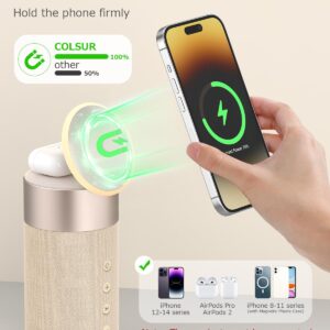 COLSUR Bluetooth Speaker with Night Light, Magnetic Wireless Charger, 2 in 1 Wireless Charging Station for iPhone 14/13/12 Series, AirPods Pro/3/2（Gift Ideal）