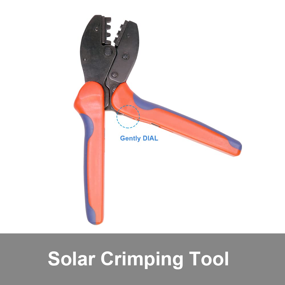 Solar Crimper Tool Kit for Solar Panel Cable Wire with 1PCS Solar Crimper and 5Pairs Solar connectors and 1Pair Solar Connector Spanner Wrench, Solar Installation Assembly Tools