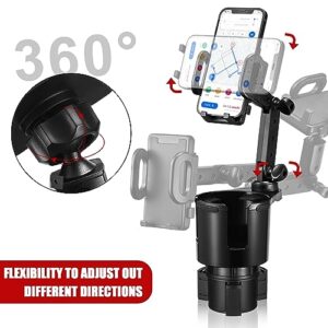 Cup Holder Expander for Car with Phone Mount,THIS HILL 2 in 1 Car Cup Holder Expander Adjustable Base, 360°Rotation, Cup Holder Cell Phone Holder for Car Compatible with iPhone All Smartphones