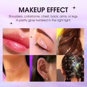 Melemando Holographic Body Glitter Gel 8 Colors Changing Ultra-fine Glitter Gel Long Lasting Waterproof Glitter Gel Makeup for Face Body Lip and Hair (Color 01)