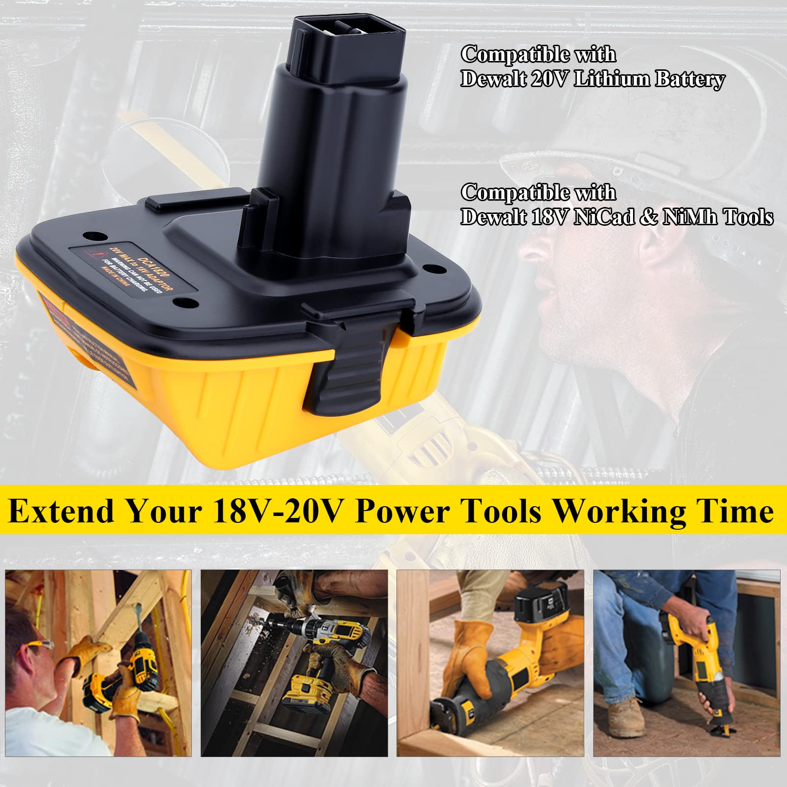 DCA1820 Adapter Compatible with Dewalt 18V Battery Tools, Compatible with Dewalt 20V Max Lithium Battery DCB203 DCB204 to 18V XRP NiCad NiMh Batteries DC9096