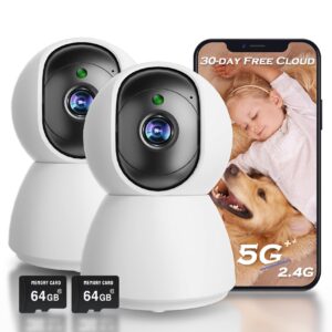 4MP Indoor Camera, 2K Security Camera for Baby Monitor, 360° PTZ Wireless Cameras for Home Security, 5G & 2.4G WiFi Pet Camera with Phone App, Night Vision Motion Detection Siren Works with Alexa