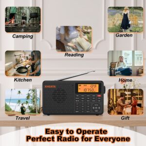 XHDATA D109 Portable Shortwave Radio - Battery Operated AM FM SW LW World Band Radio DSP Good Reception Radio with Great Sound Mp3 Speaker Wireless BT Alarm Clock Sleep Function TF Card Support