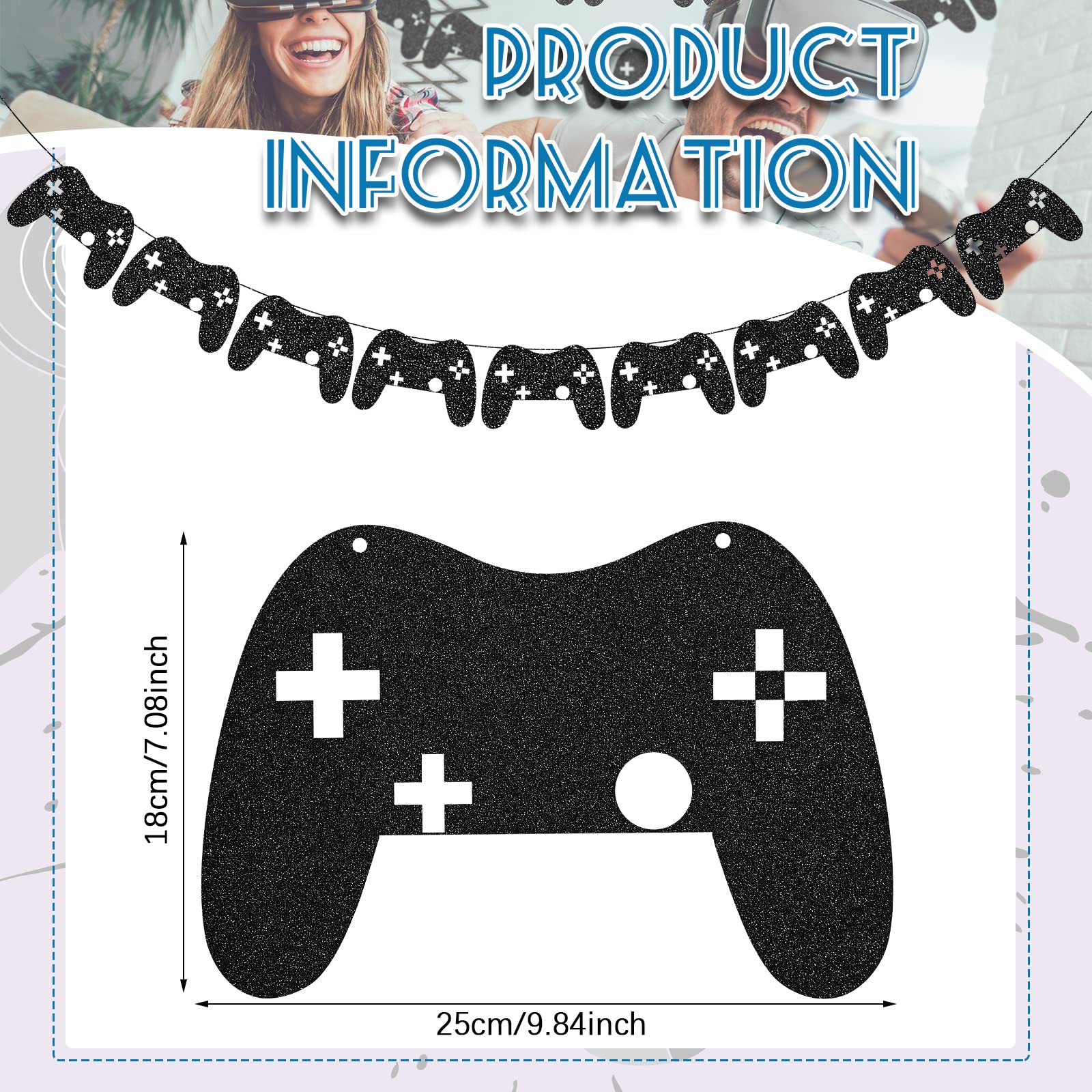 Glenmal 4 Pcs Video Game Controller Banner Gaming on Birthday Decorations Video Gaming Theme Birthday Garland Party Decor