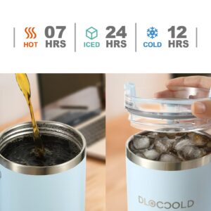 DLOCCOLD 40 oz Tumbler with Handle, Insulated Coffee Tumbler with Lid and Straw, Car Cup Holder Friendly (Aquamarine)