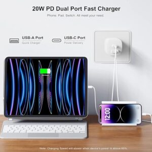 iPhone 14 13 Foldable Dual Port Fast Charger, 2Pack 20W Charger Block with 4Pack 6FT Lightning Cable for iPhone 14 13 12 11 Pro Max/iPad/AirPods