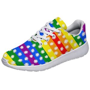 Gay Pride Shoes LGBT Unisex Running Shoe Athletic Casual Tennis Rainbow Sneakers Gift for LGBTQ Support White Size 13