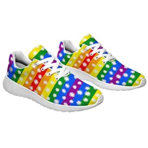 Gay Pride Shoes LGBT Unisex Running Shoe Athletic Casual Tennis Rainbow Sneakers Gift for LGBTQ Support White Size 13