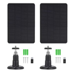 2 Pack Solar Panel Camera Charger Fit for SimpliSafe Outdoor Camera, Arlo Essential Spotlight/XL Spotlight VMC2030 VMA3600, Ring Spotlight Plus/Spotlight Pro Cam 5V 4W Fast Charging Cable Black