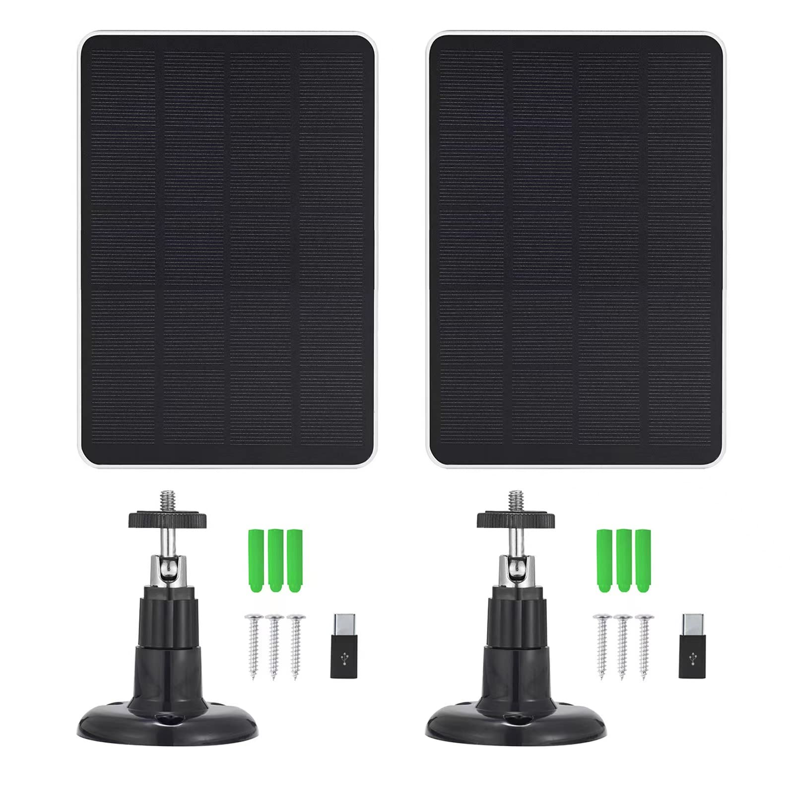 2 Pack Solar Panel Camera Charger Fit for SimpliSafe Outdoor Camera, Arlo Essential Spotlight/XL Spotlight VMC2030 VMA3600, Ring Spotlight Plus/Spotlight Pro Cam 5V 4W Fast Charging Cable Black