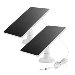 2 pack solar panel for outdoor camera micro usb & usb-c solar panel charger, 5v 6w 4w 3w solar panel for security camera fit for wyze cam outdoor pro v3,arlo essential,blink,simplisafe,eufy & more