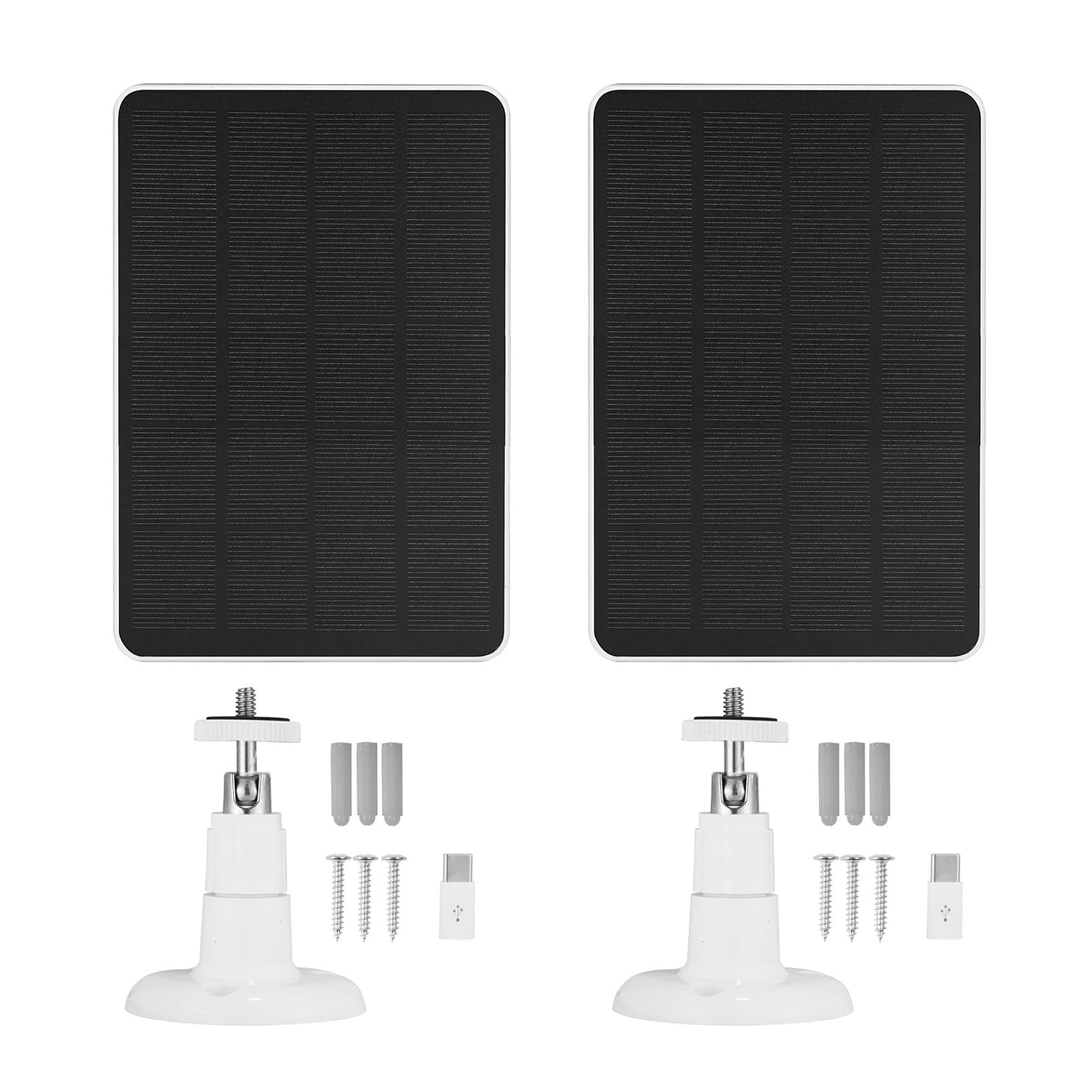 2 Pack Solar Panel for Outdoor Camera Micro USB & USB-C Solar Panel Charger, 5V 6W 4W 3W Solar Panel for Security Camera Fit for Wyze Cam Outdoor Pro V3,Arlo Essential,Blink,Simplisafe,Eufy & More