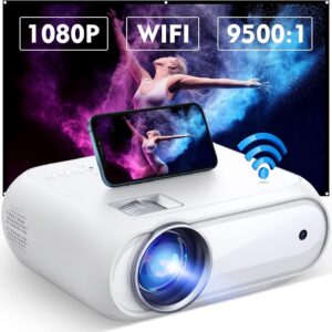 Mini Projector for iPhone, 1080P DVD Projector with Bluetooth and 120 inches Screen, Portable Video Projector for Outdoor Family Movie Night Compatible Phone/HD/Stick/USB,Built in DVD Player Projector