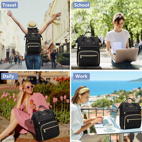 FOCDOD Laptop Backpack Women Work Bag - 15.6 inch with Laptop Compartment Waterproof Professional Travel Backpack Purse with USB Charger for College Teacher Nurse Business Women Orange