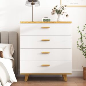 cipacho white 4 drawer dresser for bedroom, modern wood storage chest of drawers for nursery, living room,kid room (4 drawer)