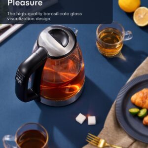 Electric Kettle, Aiheal Glass Kettle Temperature Control With 5 Colors LED Lights Variable, Keep Warm, Fast Boiling Electric Kettle, Stainless Steel Inner Lid & Bottom, 1.7L