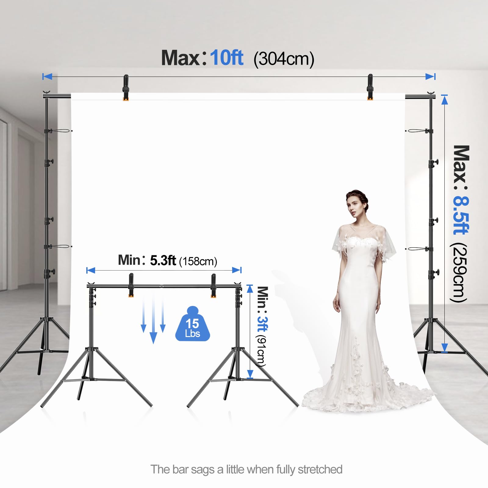 Emart Backdrop Stand - 8.5x10Ft (WXH) Photo Backdrop Stand for Paties with Carry Bag, Photography Back Drop Adjustable Stand