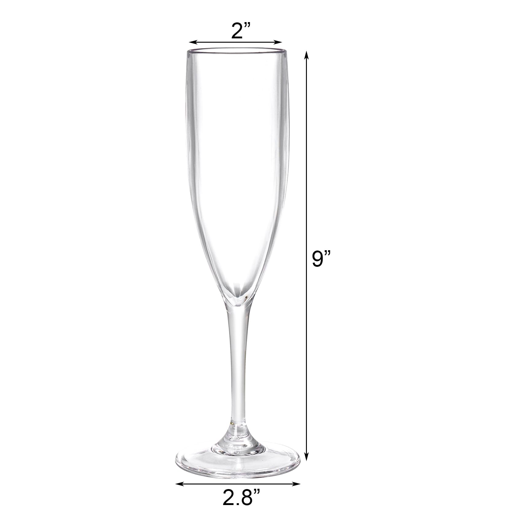 Elsjoy 8 Pack Acrylic Champagne Flutes, 6 Oz Stemmed Champagne Glasses Unbreakable Champagne Coupes, Reusable Champagne Toasting Cups for Wedding, Party, Bar