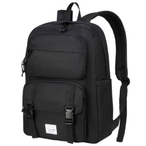 vaschy backpack for men, unisex large fashion schoolbag book bag rucksack for high school/college/work/travel/commuter black