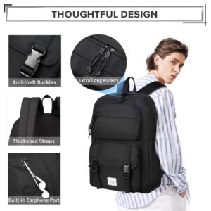 VASCHY Backpack for Men, Unisex Large Fashion Schoolbag Book bag Rucksack for High School/College/Work/Travel/Commuter Black