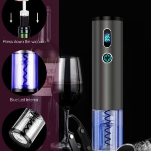 Electric Wine Opener, Higfra Wine Gift Set with Wine Aerator Pourer Vacuum Stoppers and Foil Cutter 4-in-1 Electric Bottle Opener for Home Party Bar Outdoor Wine Lover Christmas Gift-Base Not Included