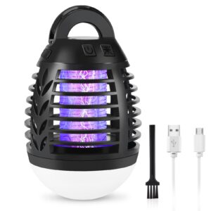 prodca bug zapper for indoor & outdoor, rechargeable mosquito trap, electric mosquito zapper, fly zapper for home, patio, backyard, camping (black)