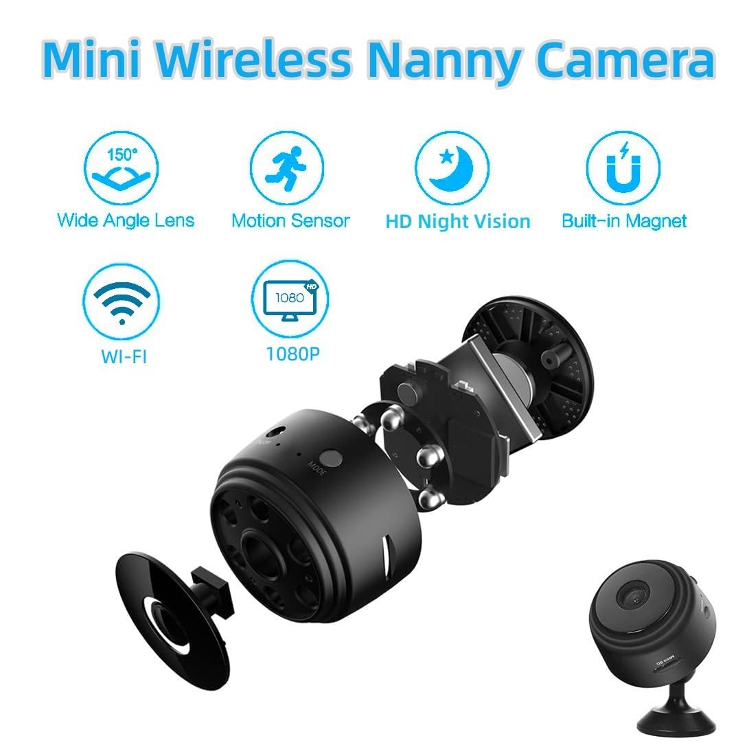 Amixya Mini Spy Camera Wireless Hidden Camera for Home Security Surveillance with Video 1080P Nanny Cam with Phone App, Motion Detection, Night Vision for Indoor Outdoor