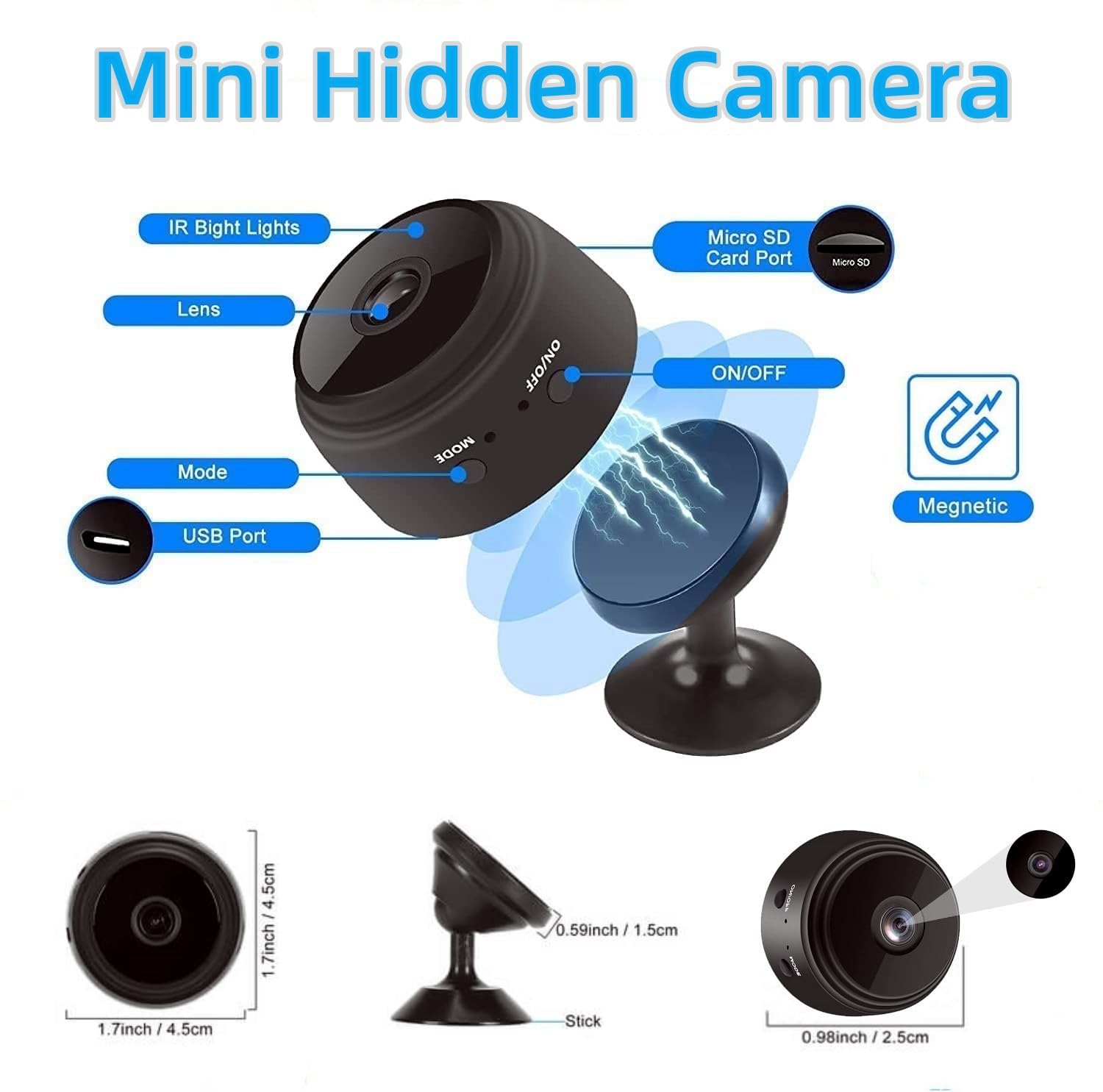 Amixya Mini Spy Camera Wireless Hidden Camera for Home Security Surveillance with Video 1080P Nanny Cam with Phone App, Motion Detection, Night Vision for Indoor Outdoor