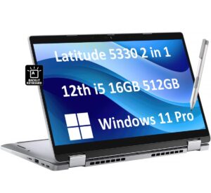 dell latitude 5330 2-in-1 business laptop (13.3" fhd touchscreen, intel 10-core i5-1245u, 16gb ram, 512gb ssd, active pen) backlit keyboard, webcam, 2024 latitude 5000, wi-fi 6e, win 11 pro, gray