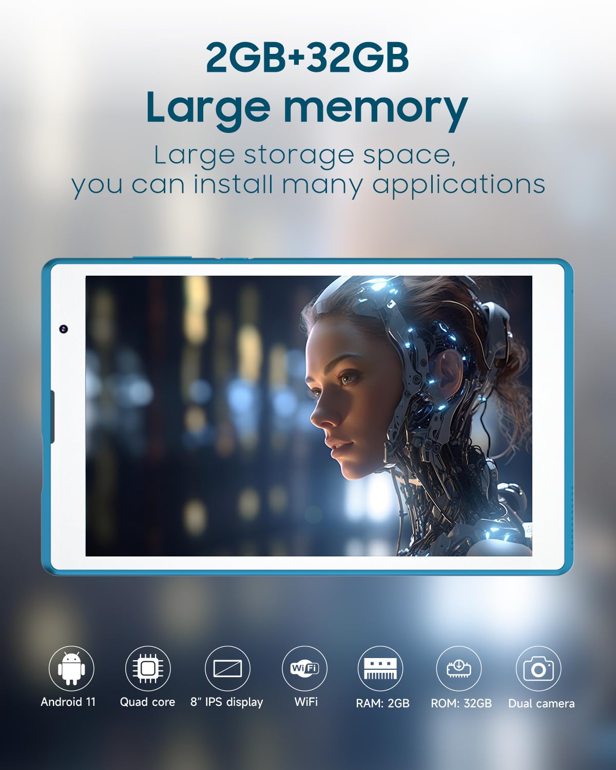 COOPERS Tablet Android 11 Tablets, 8 inch Tablet 2GB RAM, 32GB ROM Support 512GB Expand Computer Tablet PC, Quad-Core Processor, IPS Touch Screen, 2+5MP Dual Camera, 4300mah Battery, WiFi Tableta