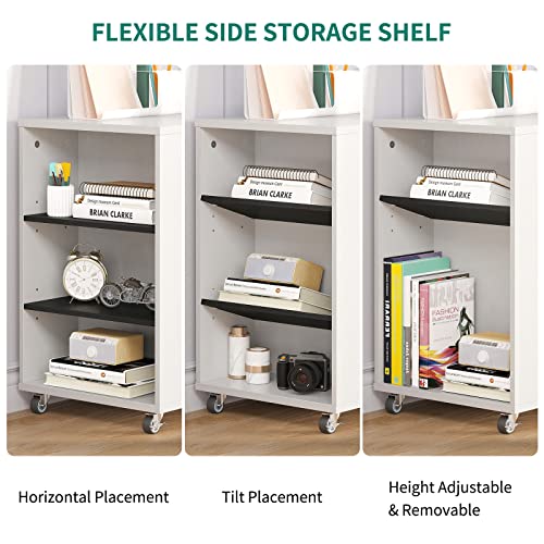 YITAHOME Mobile Wood File Cabinet, 3 Drawer Lateral Filing Cabinet, White