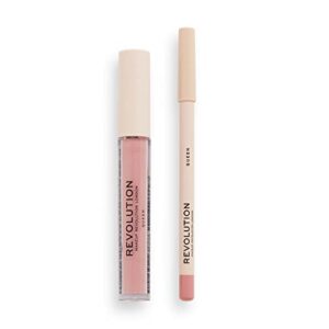 makeup revolution london, lip contour kit, queen, lip gloss & lip liner duo, 1x1ml, 1x1g