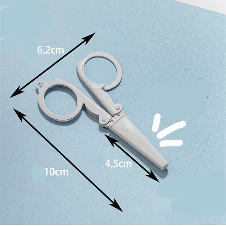 5Pcs Pastel Mini Folding Scissors with Safety Cap Small Telescopic Stainless Steel Scissors Portable Pokect Little Travel Scissors Kids Shears Tiny Cutter for Cutting, Scrapbooking, Crafting, Sewing