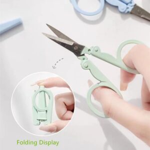 5Pcs Pastel Mini Folding Scissors with Safety Cap Small Telescopic Stainless Steel Scissors Portable Pokect Little Travel Scissors Kids Shears Tiny Cutter for Cutting, Scrapbooking, Crafting, Sewing