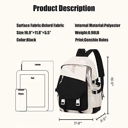 Dalicoter Genshin Impact Backpack Zhongli Backpack Cute 3D Printed Laptop Bookbag 17" Large Capacity Travel BackPack With Gift