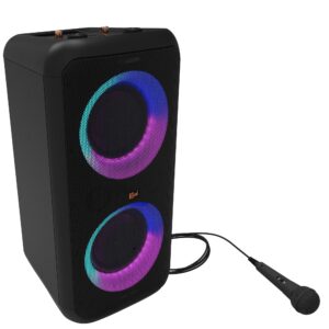 klipsch gig xxl, black - portable wireless bluetooth speaker - multiple color modes - bass boost - two 6.5" woofers & two 2" tweeters - 8-hour playtime