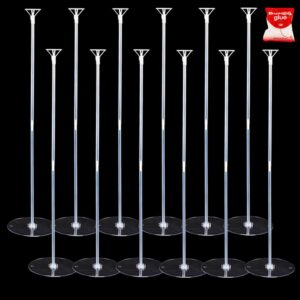 12 set 30 inch balloon stand kit for table top with bases and cups table desktop balloon holder，balloon sticks centerpieces holder for balloon banquet for adults/kids party decoration