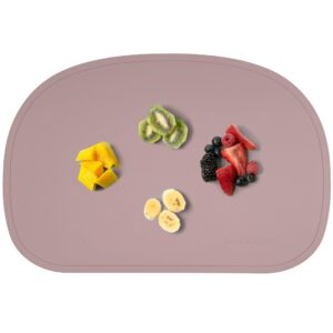 simka rose silicone baby placemats that stick to table - silicone placemats for toddlers non slip with raised edges - kids placemats for dining table restaurants and travel - dishwasher safe (sage)