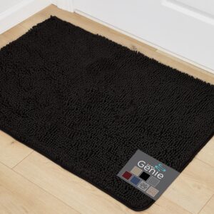 home genie muddy dog machine-washable absorbent soft chenille indoor-doormat, rubber backing, quick dry microfiber mat, entryway front door mat, home entrance welcome doormats, 24x17, soft beige