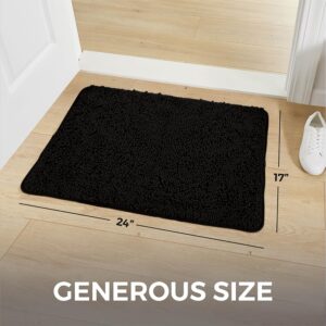 HOME GENIE Muddy Dog Machine-Washable Absorbent Soft Chenille Indoor-Doormat, Rubber Backing, Quick Dry Microfiber Mat, Entryway Front Door Mat, Home Entrance Welcome Doormats, 24x17, Soft Beige