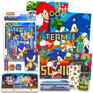 Sonic The Hedgehog School Supplies Value Pack for Kids - 13 Pc Bundle with Sonic Folders, Notebook, and Stickers for Boys and Girls | Sonic Back to School Supplies